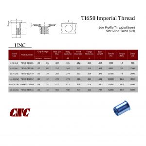 TI658 Imperial Thread / Low Profile Threaded Insert